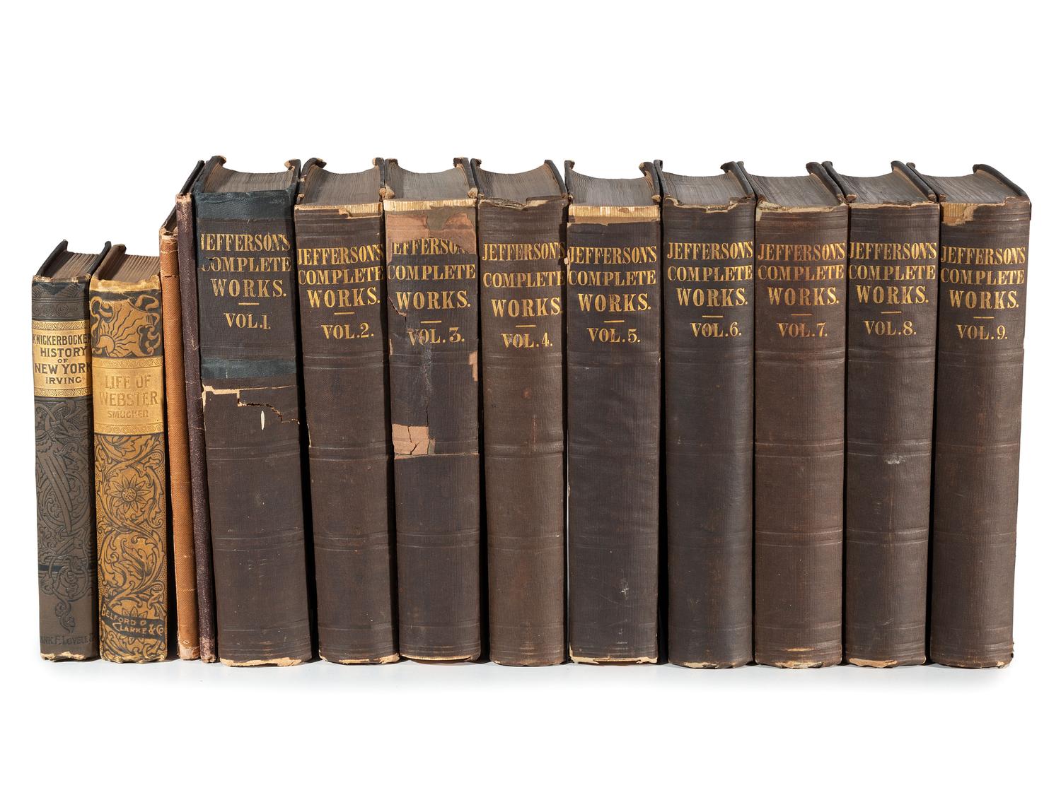 [AMERICANA]. 5 titles incl. 9 volumes of The Works of Thomas Jefferson.