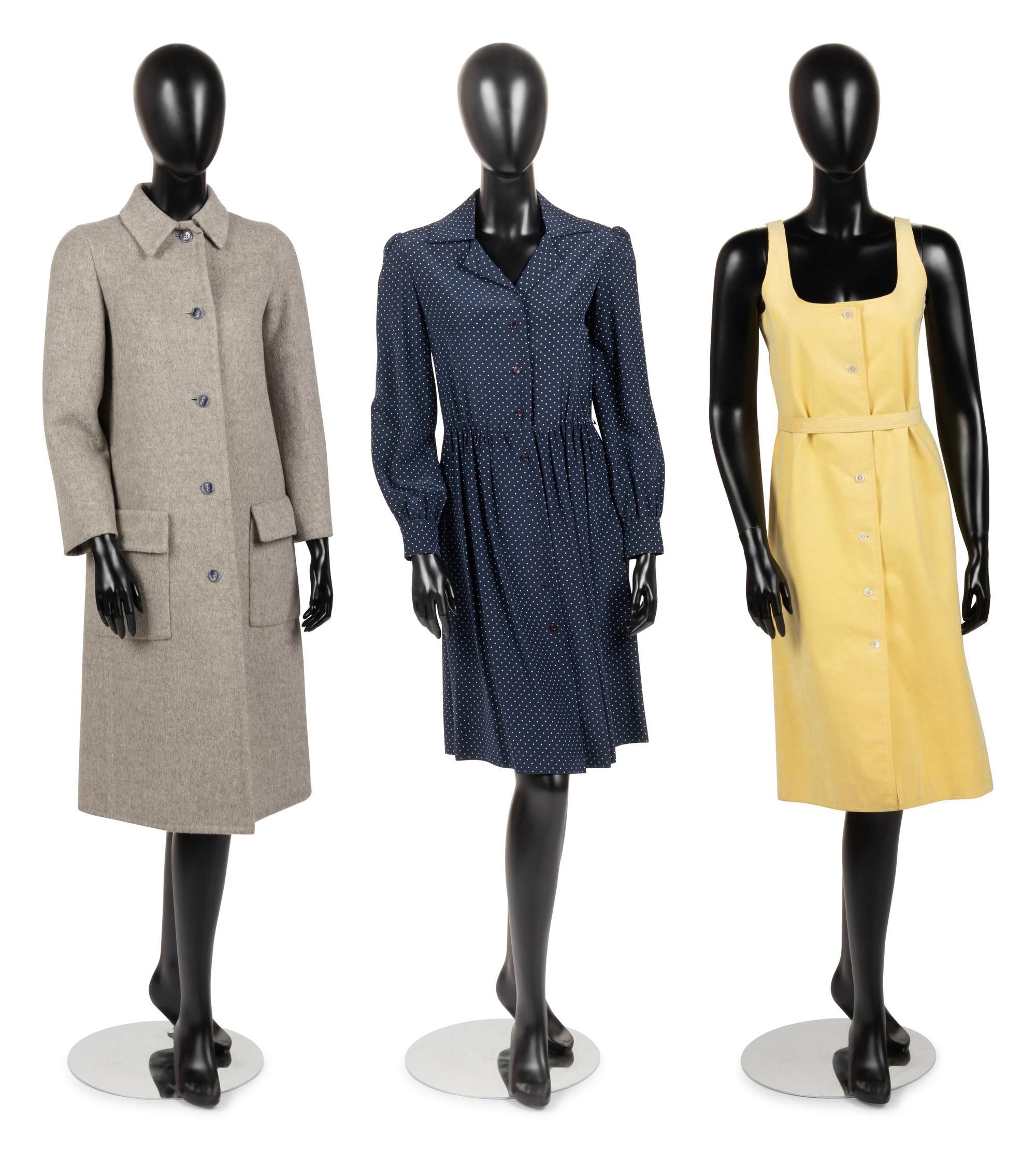Three Halston Items: Two Dresses and a Coat, 1970s