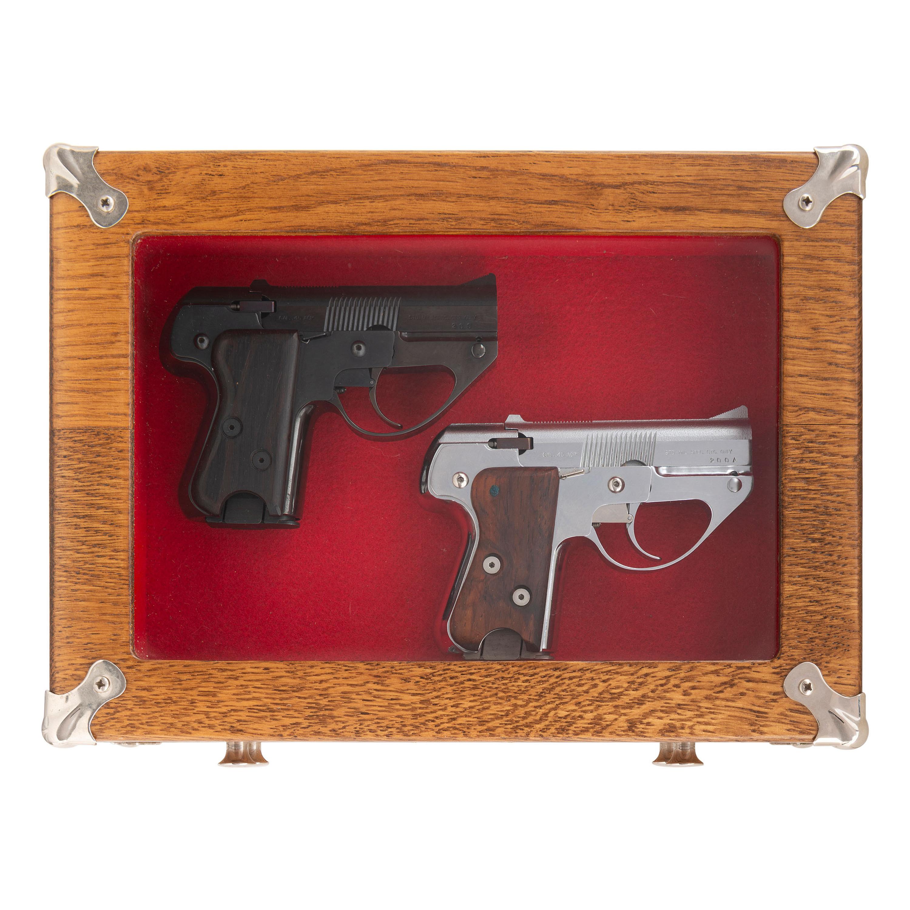 *Extremely Rare Blue & Nickel Pair of Semmerling LM-4 Pistols #200 & #200A in Display Case