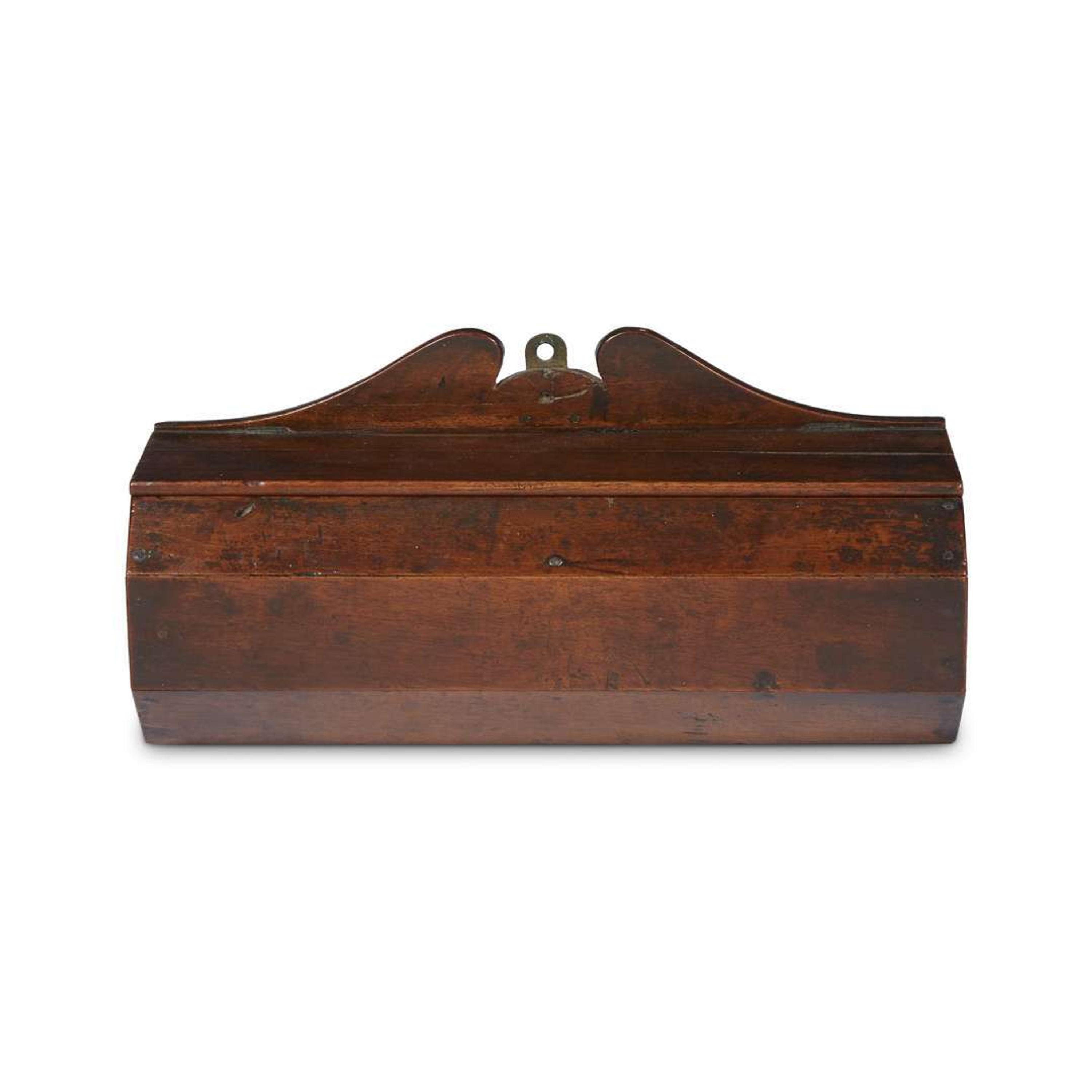 Hanging mahogany candle box mid to late 18th century