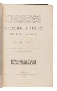 Flaubert, Gustave (1821-1880). Madame Bovary. Provincial Matters. Translated from the French by Eleanor Marx-Aveling. London: Vizetelly & Co., 1886.