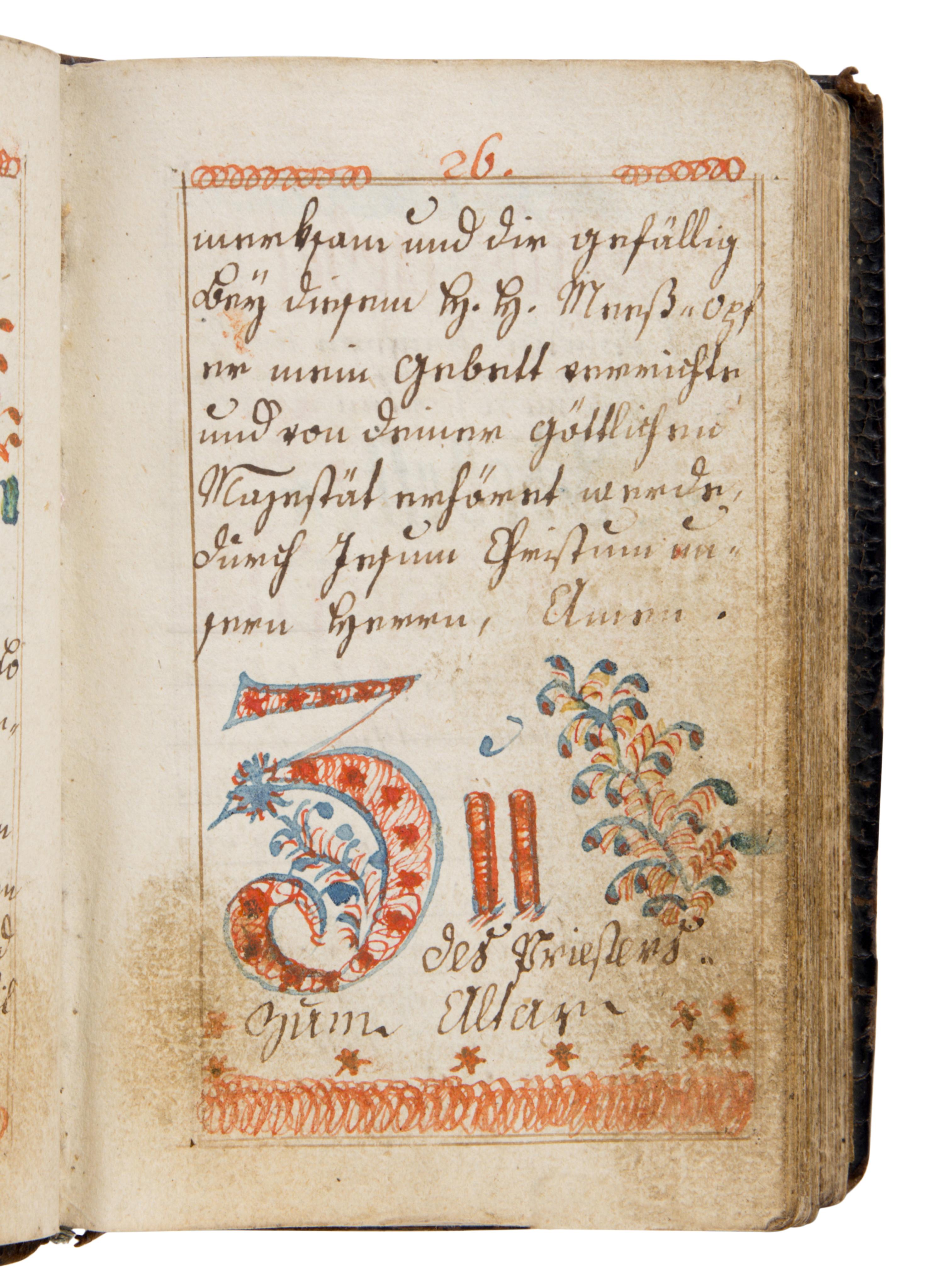 BOHEMIAN ILLUMINATOR Prayerbook, in German (Sorbian-German dialect), illuminated manuscript on paper [Czechia, Planá, 8 May, 1794]
