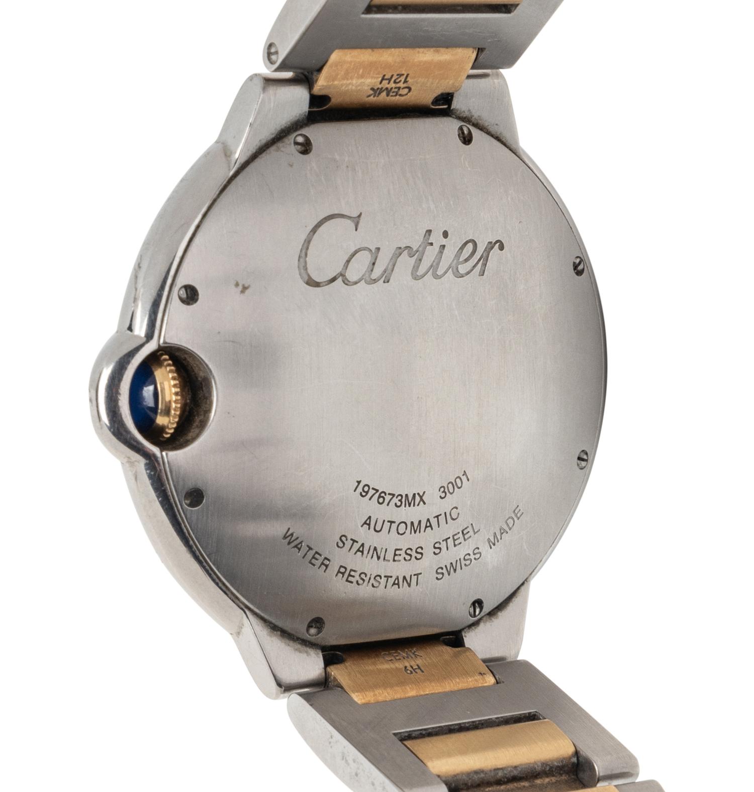 CARTIER, STAINLESS STEEL AND 18K YELLOW GOLD 'BALLON BLEU' WATCH