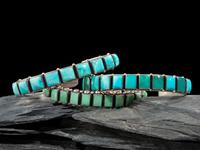 Southwestern-style Slender Sterling Silver and Turquoise Cuff Bracelets