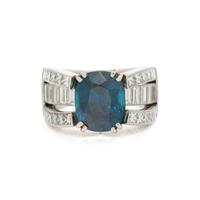BLUE ZIRCON AND DIAMOND RING