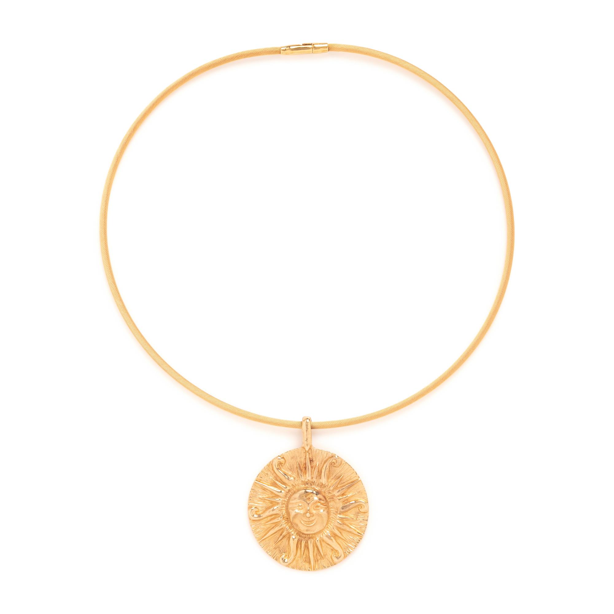 Yellow Gold Sun Pendant Necklace