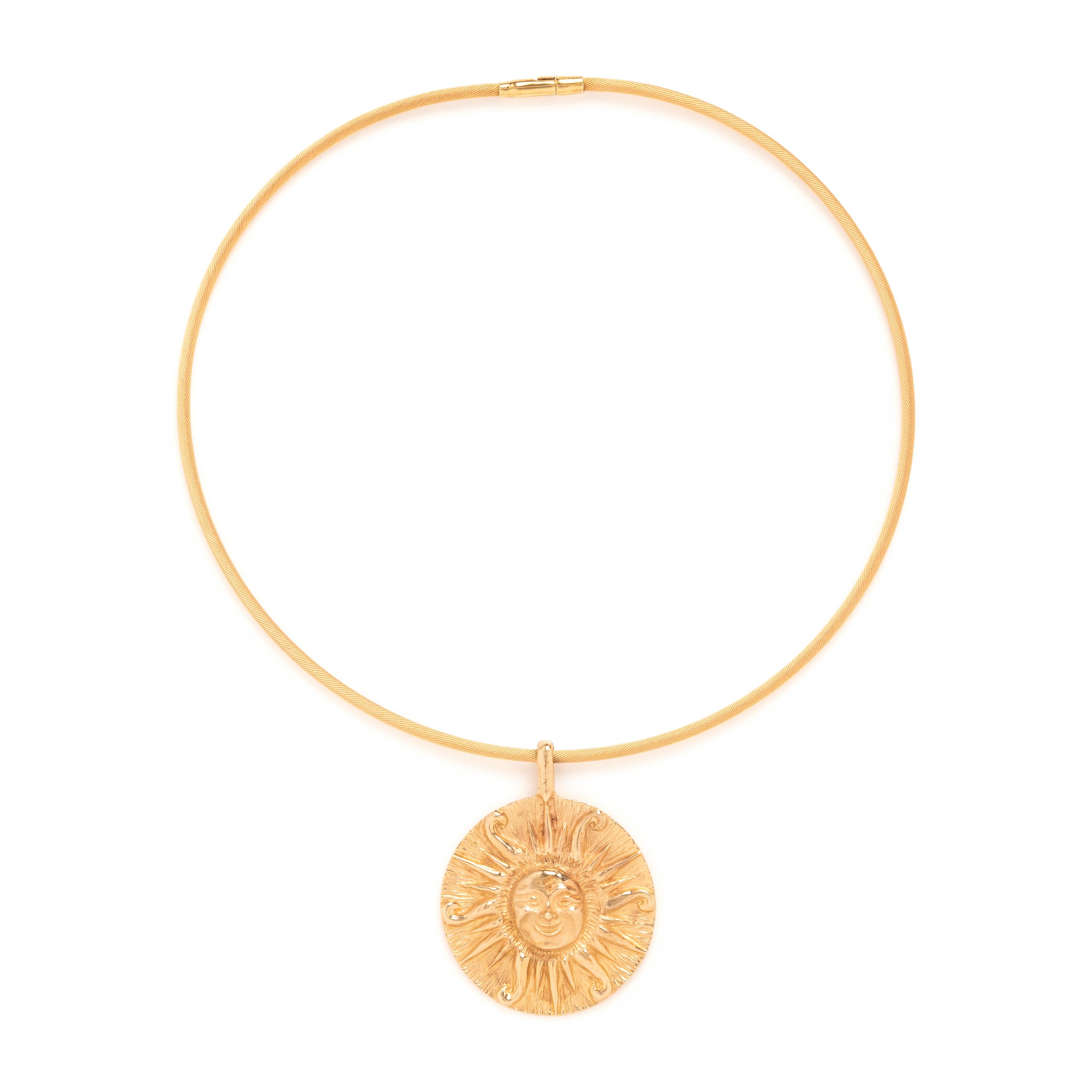 Yellow Gold Sun Pendant Necklace