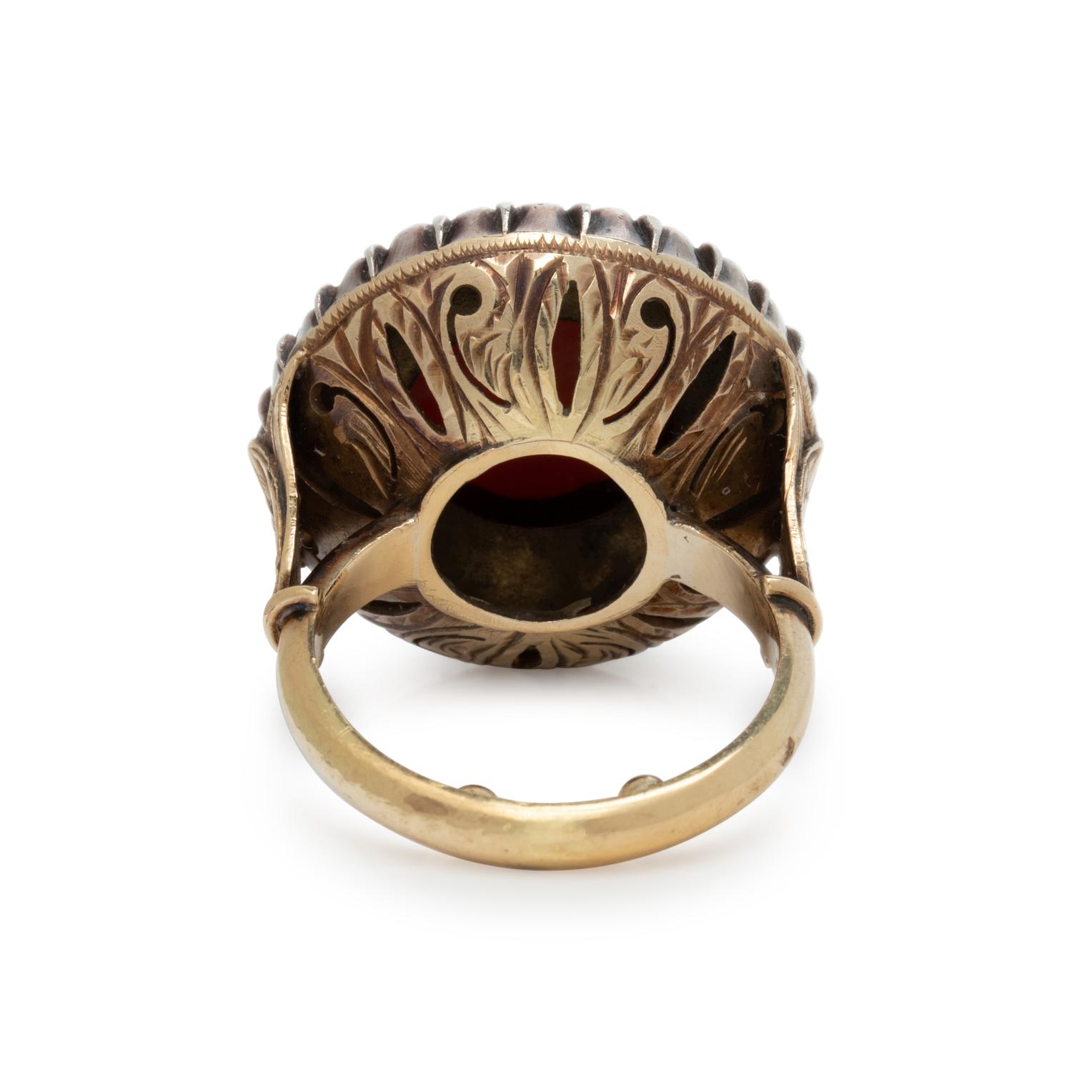 CORAL AND DIAMOND RING