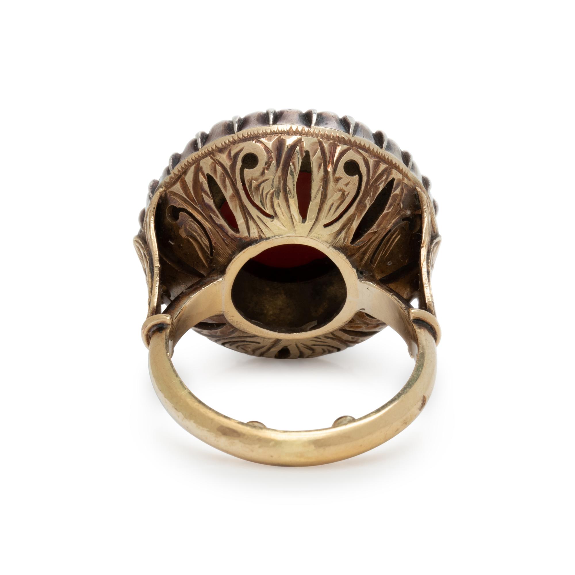 CORAL AND DIAMOND RING