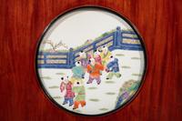 A Set of Four Chinese Famille Rose Porcelain Inset Hardwood Hanging Screens
