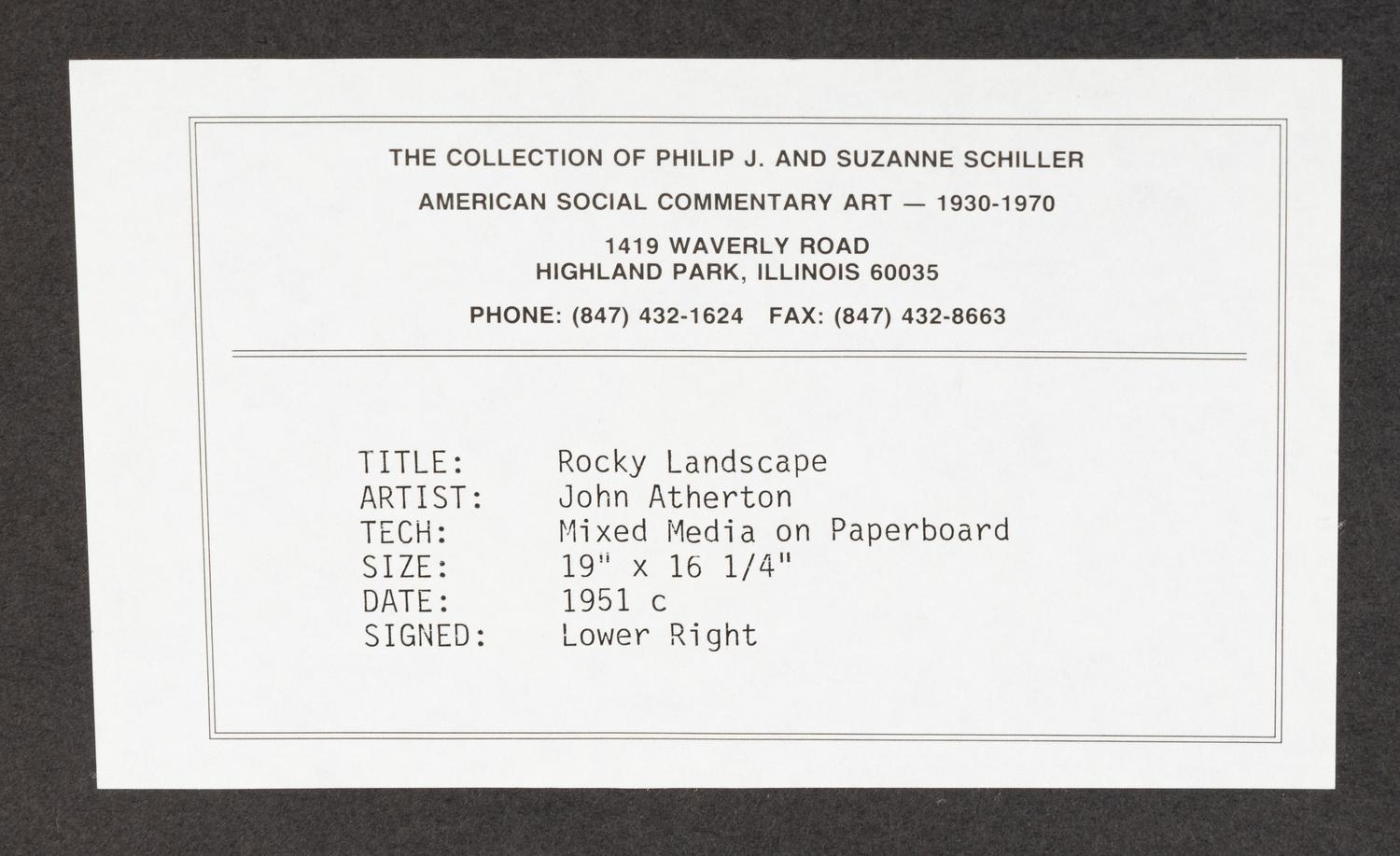 Rocky Landscape, c. 1951