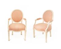 A Pair of Louis XVI Style White- Painted Fauteuils en Cabriolet — 20TH CENTURY