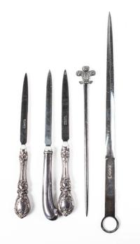 A Collection of Sterling Letter Openers Length of longest 12 inches. — Various makers