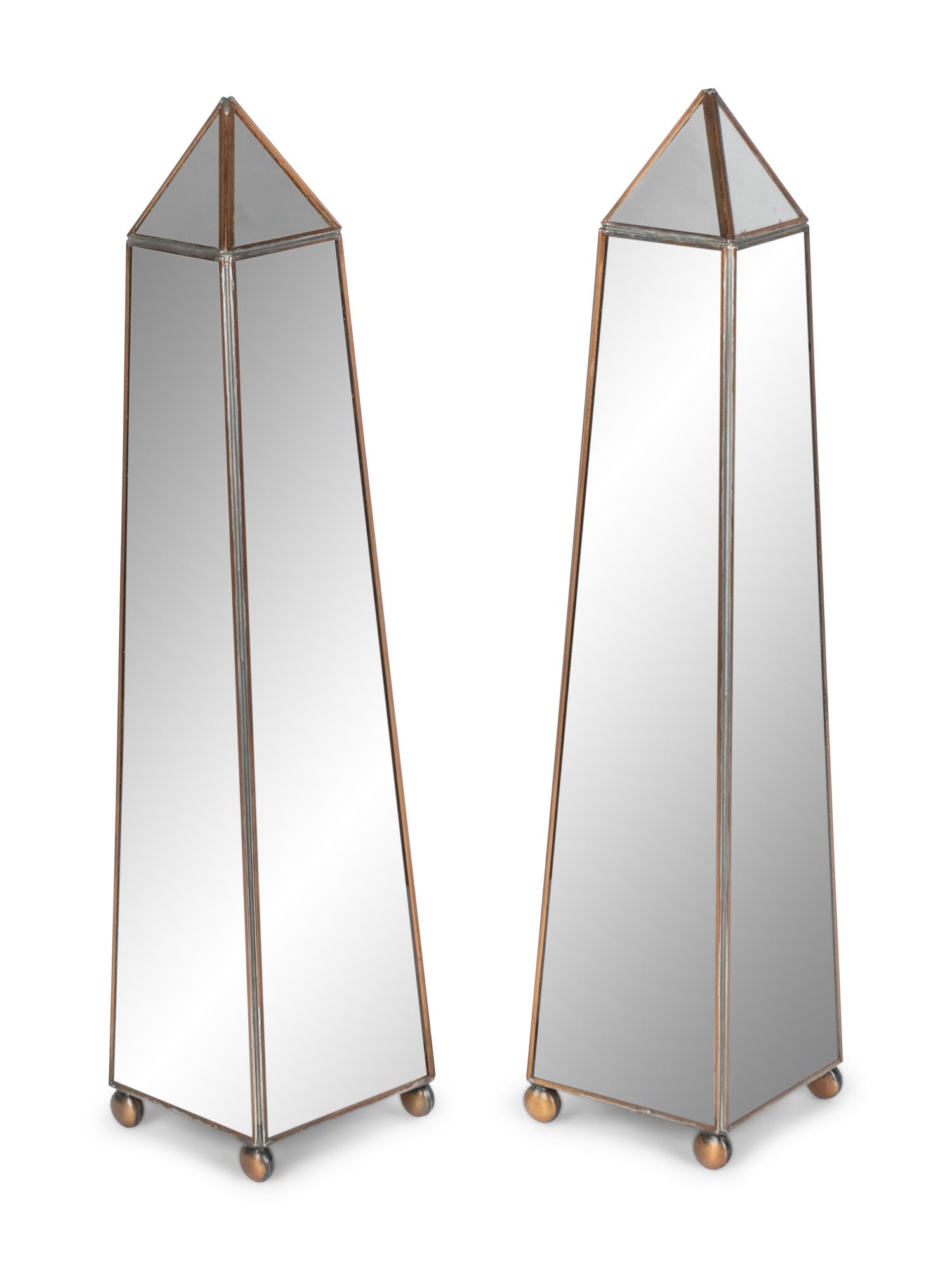 A Pair of Neoclassical Style Mirrored Obelisks — 20TH CENTURY