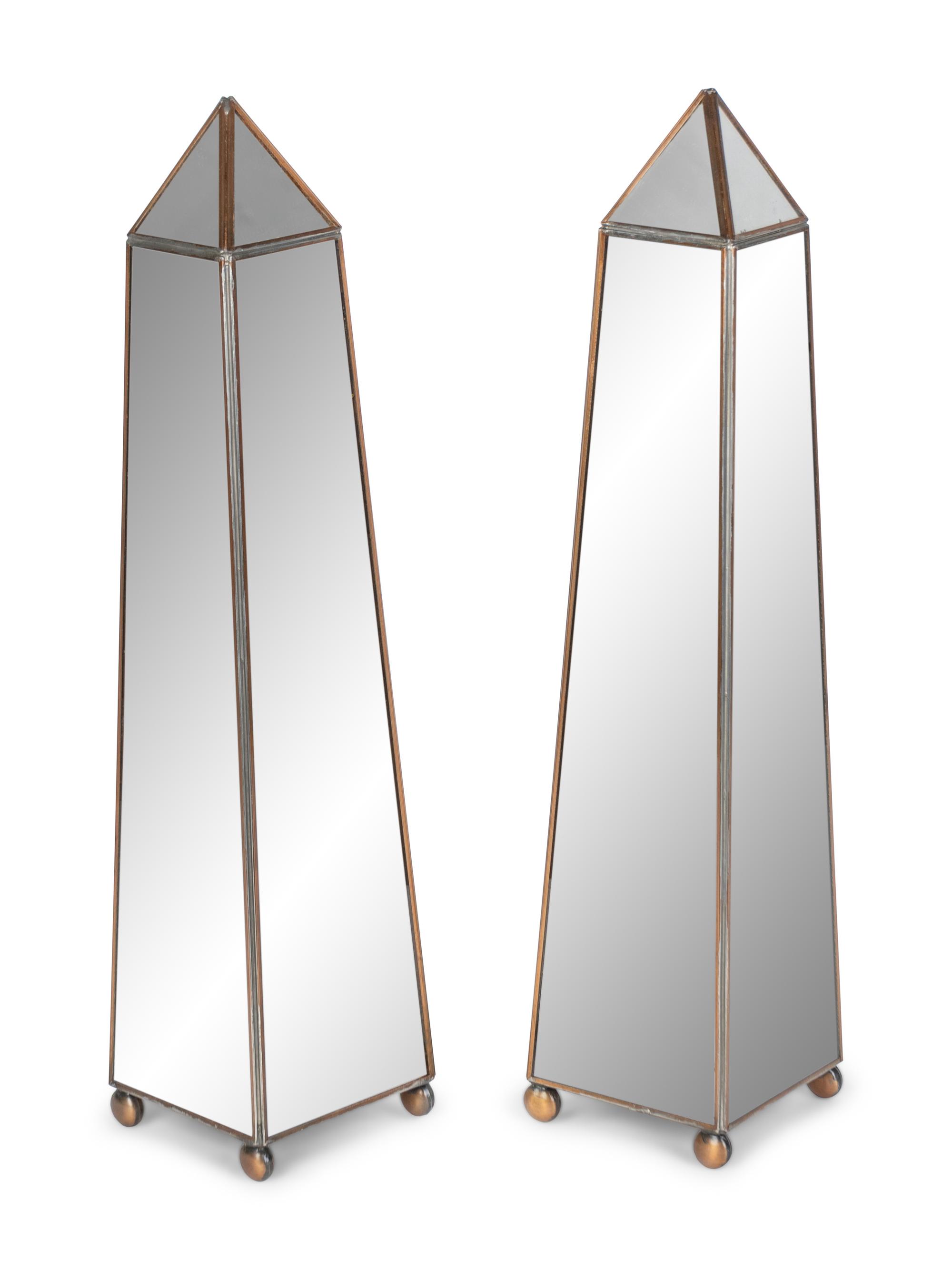 A Pair of Neoclassical Style Mirrored Obelisks — 20TH CENTURY