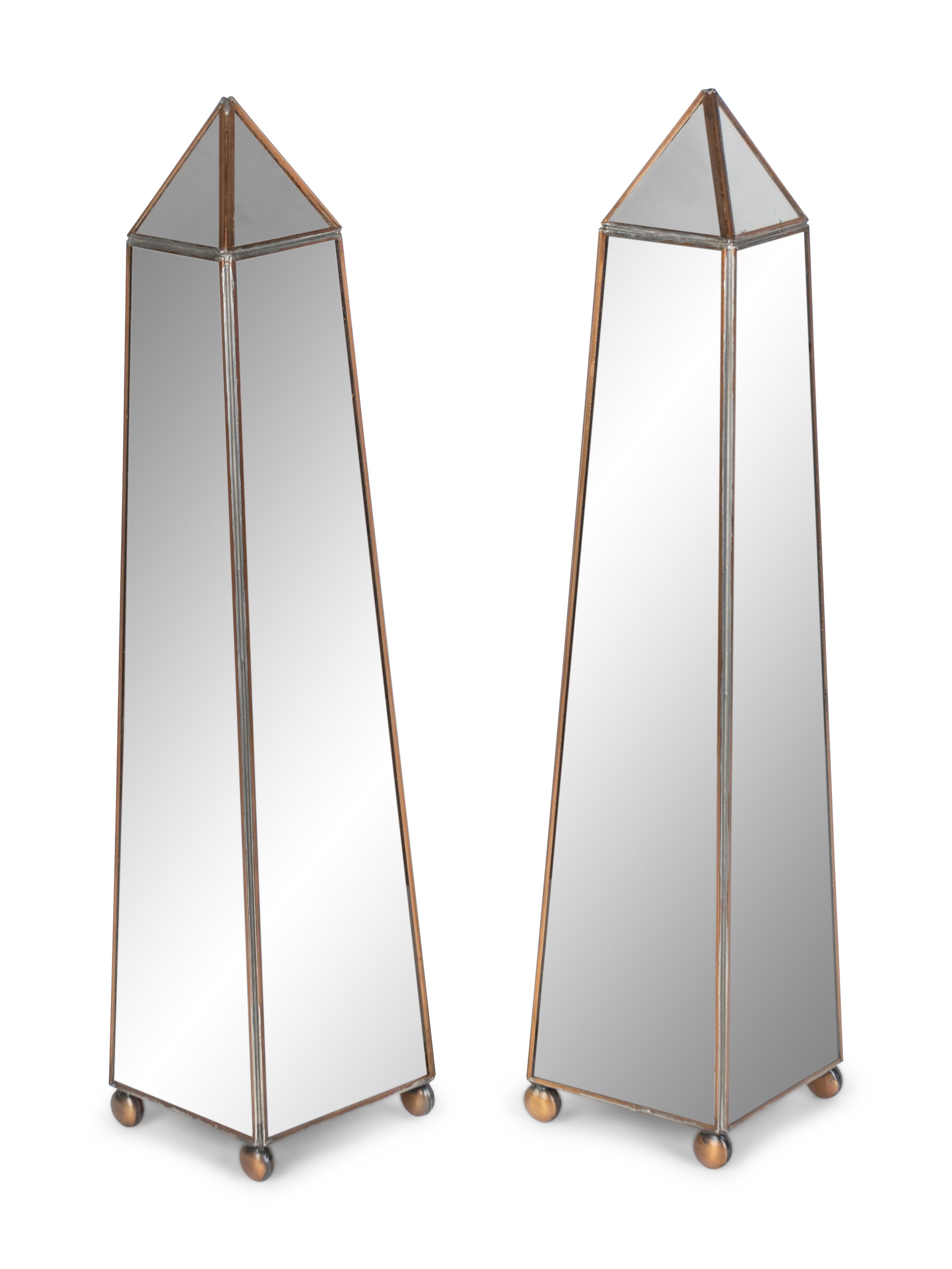 A Pair of Neoclassical Style Mirrored Obelisks — 20TH CENTURY