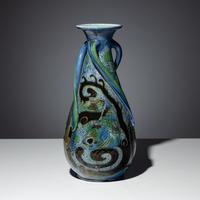 Three-handled vase with koi decor, 1907