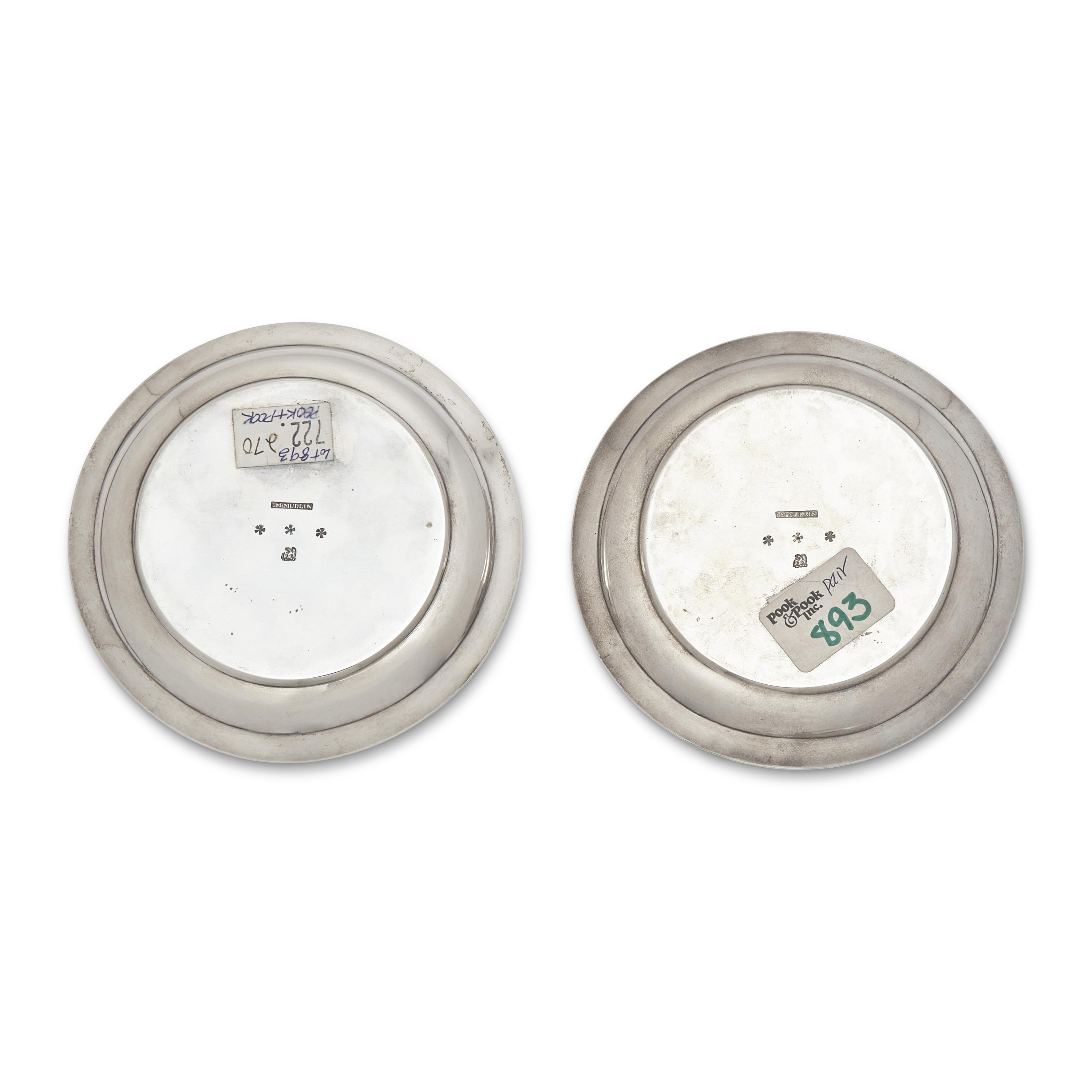 A Rare Pair of Federal Silver Bread Plates