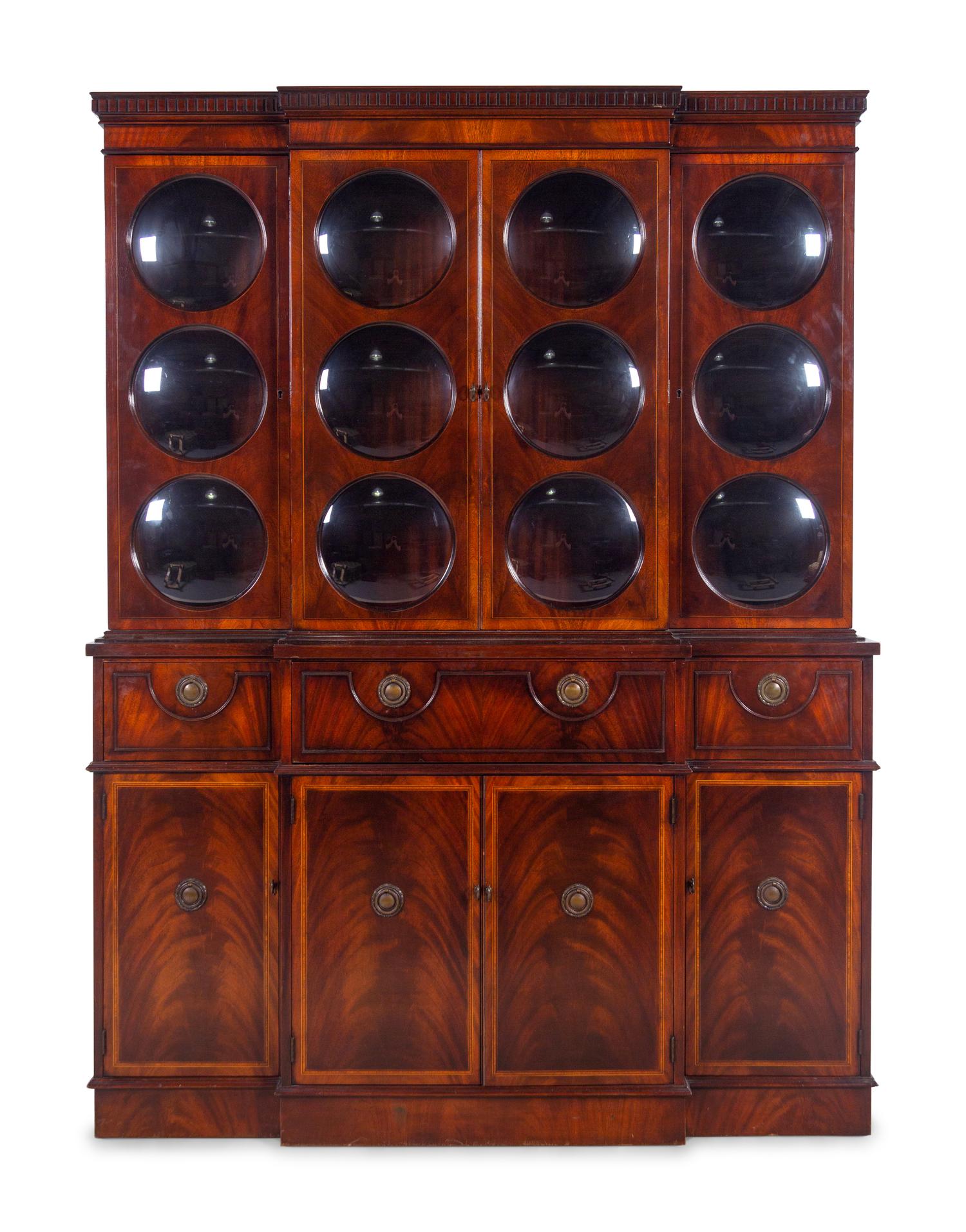 A George III Style Mahogany Breakfront Bookcase