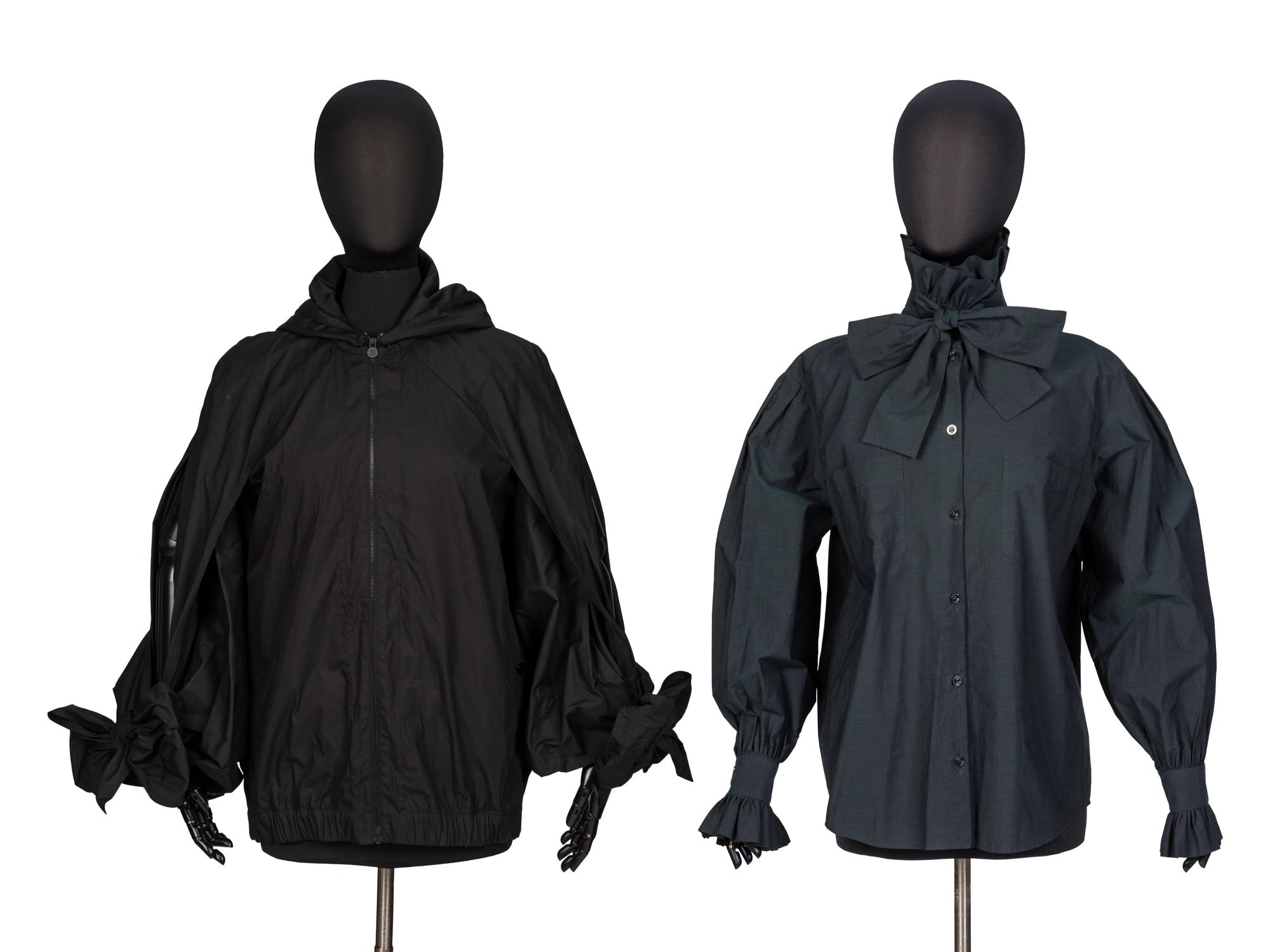 Chanel, Black Zip-Up Jacket & Cotton Blouse