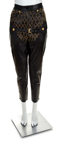 A Gianni Versace Black Leather Bondage Pant,