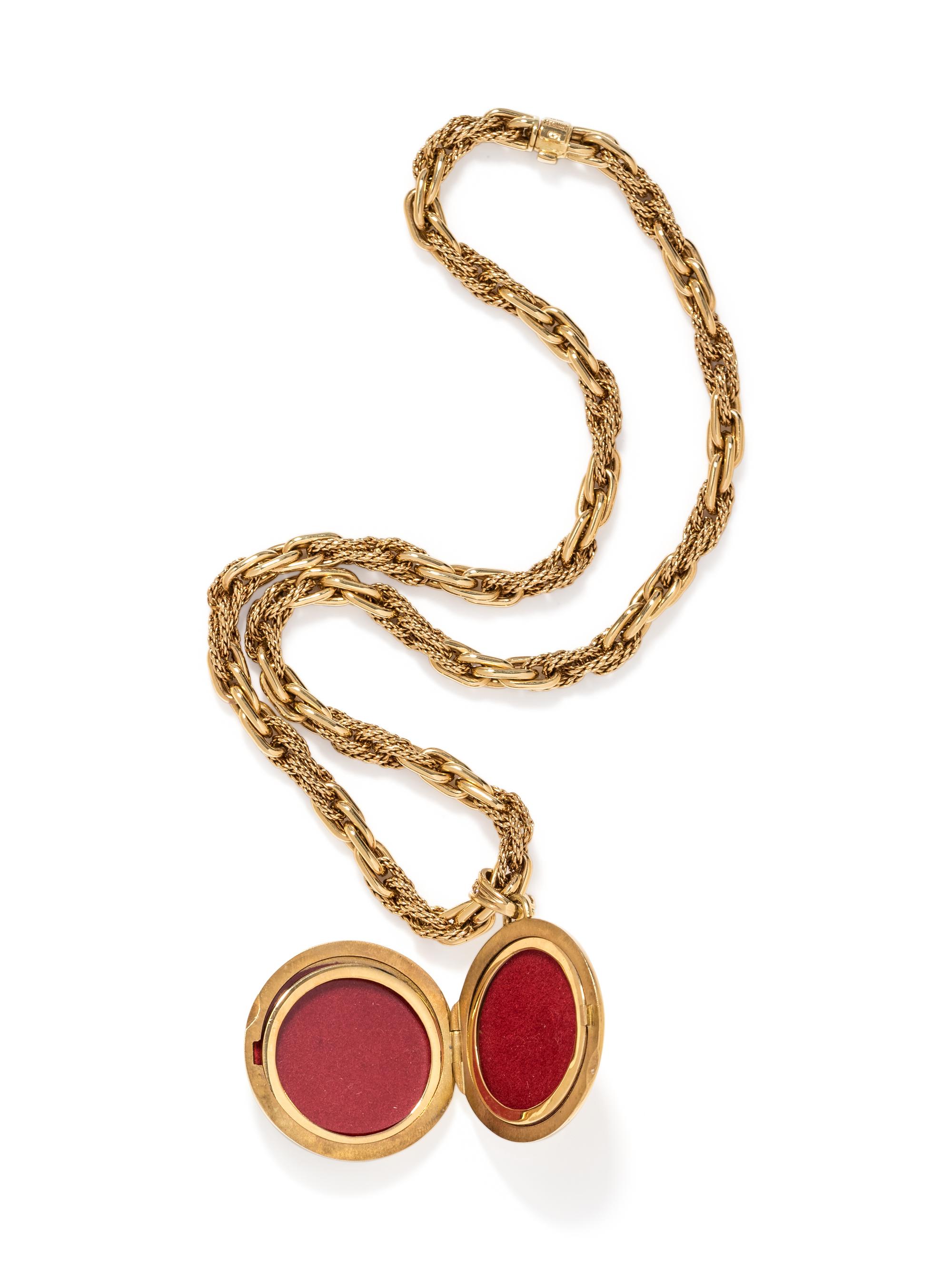 FABERGÉ, VICTOR MAYER, YELLOW GOLD, ENAMEL AND DIAMOND PENDANT/NECKLACE