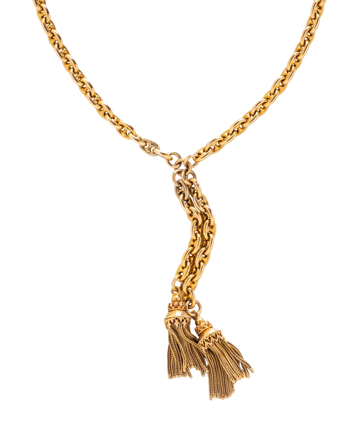 YELLOW GOLD CHAIN TASSEL NECKLACE