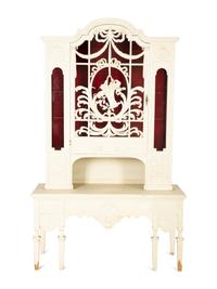 A Continental White Painted Cabinet on Marble Top Base — Late 19th Century