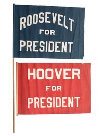 [FLAGS AND PATRIOTIC TEXTILES]. A group of 2 presidential campaign flags, comprising: