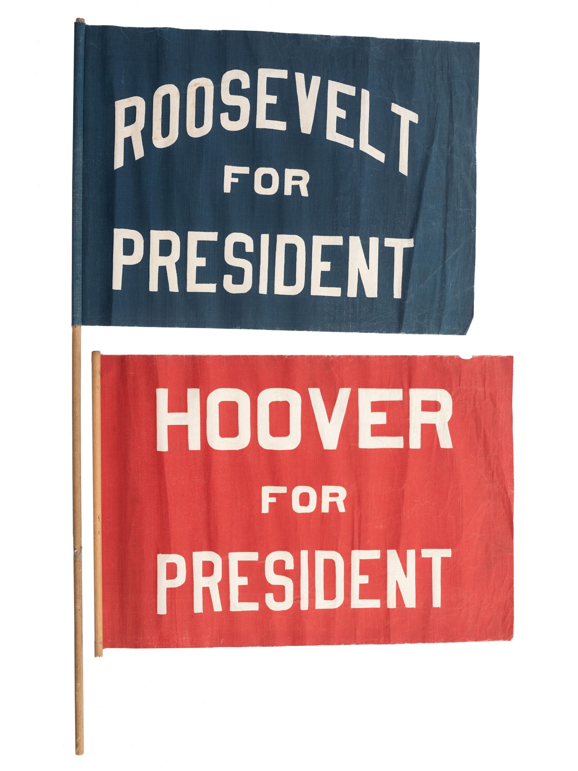 [FLAGS AND PATRIOTIC TEXTILES]. A group of 2 presidential campaign flags, comprising: