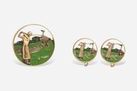 A 14K Yellow Gold and Enamel Jewelry Set