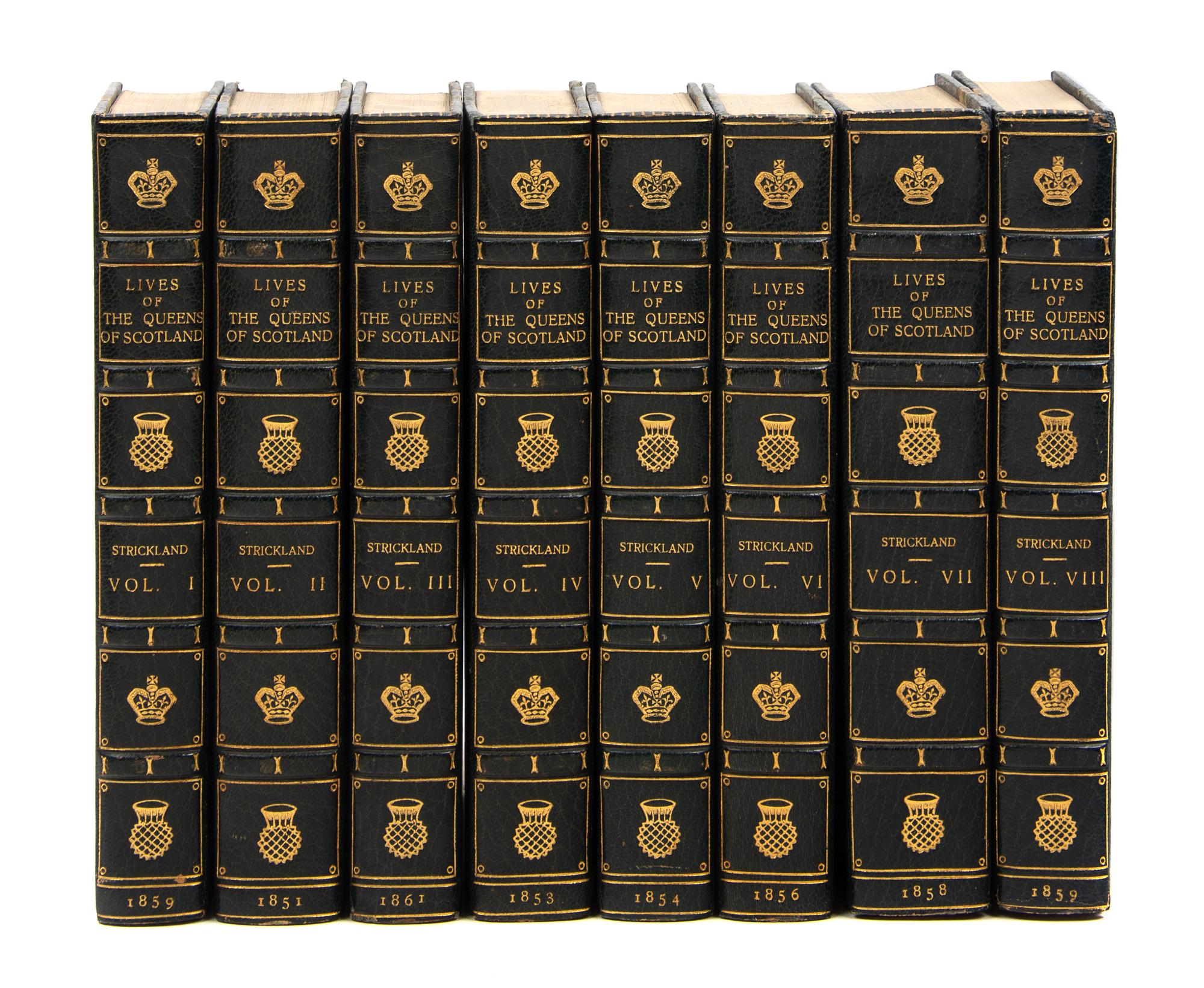 [FINELY BOUNDS SETS]. GREEN and STRICKLAND. Lives of the Princesses of England - Queens of England - Queens of Scotland. 1844-1859.