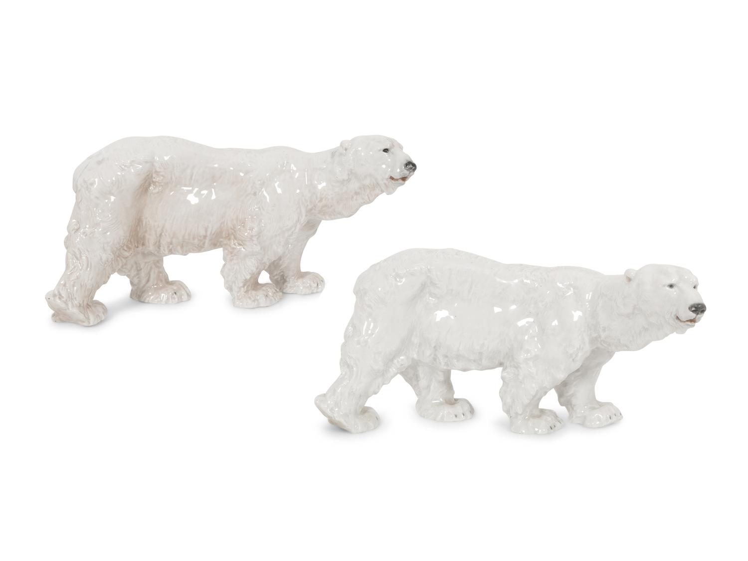 A Pair of Meissen Porcelain Polar Bears by Otto Jarl