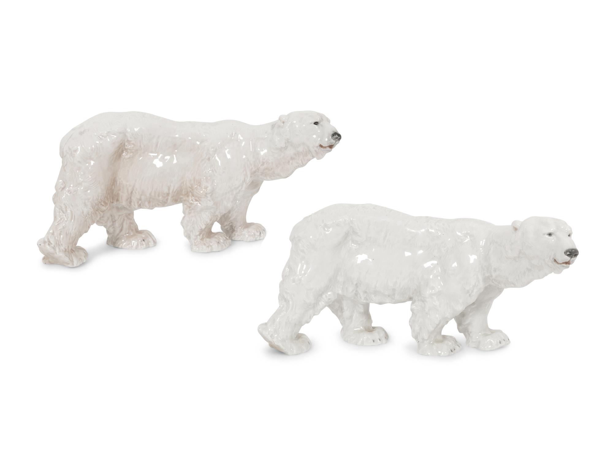 A Pair of Meissen Porcelain Polar Bears by Otto Jarl