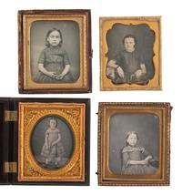 [EARLY PHOTOGRAPHY]. 18 sixth plate daguerreotypes of children with serious or sad expressions.