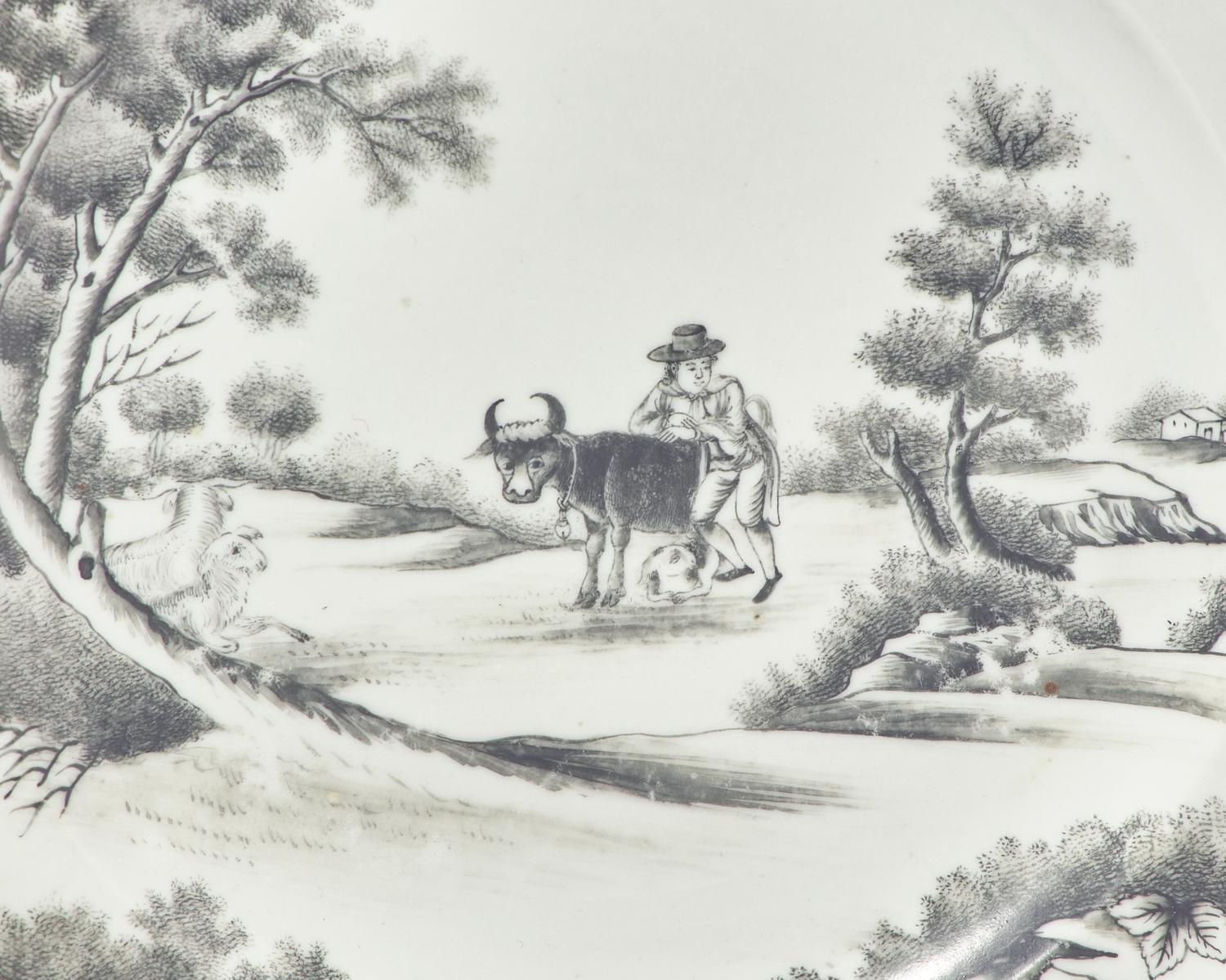 A Chinese Export Porcelain Plate in the "Quaker Farmer" Pattern
