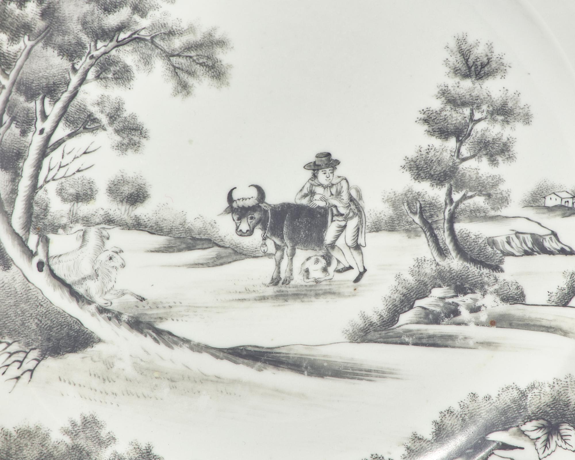 A Chinese Export Porcelain Plate in the "Quaker Farmer" Pattern