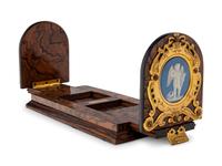 An English Gilt Metal and Jasperware Plaque Mounted Book Slide