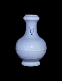 A Chinese Claire-de-Lune Glazed Porcelain Pear Shaped Vase