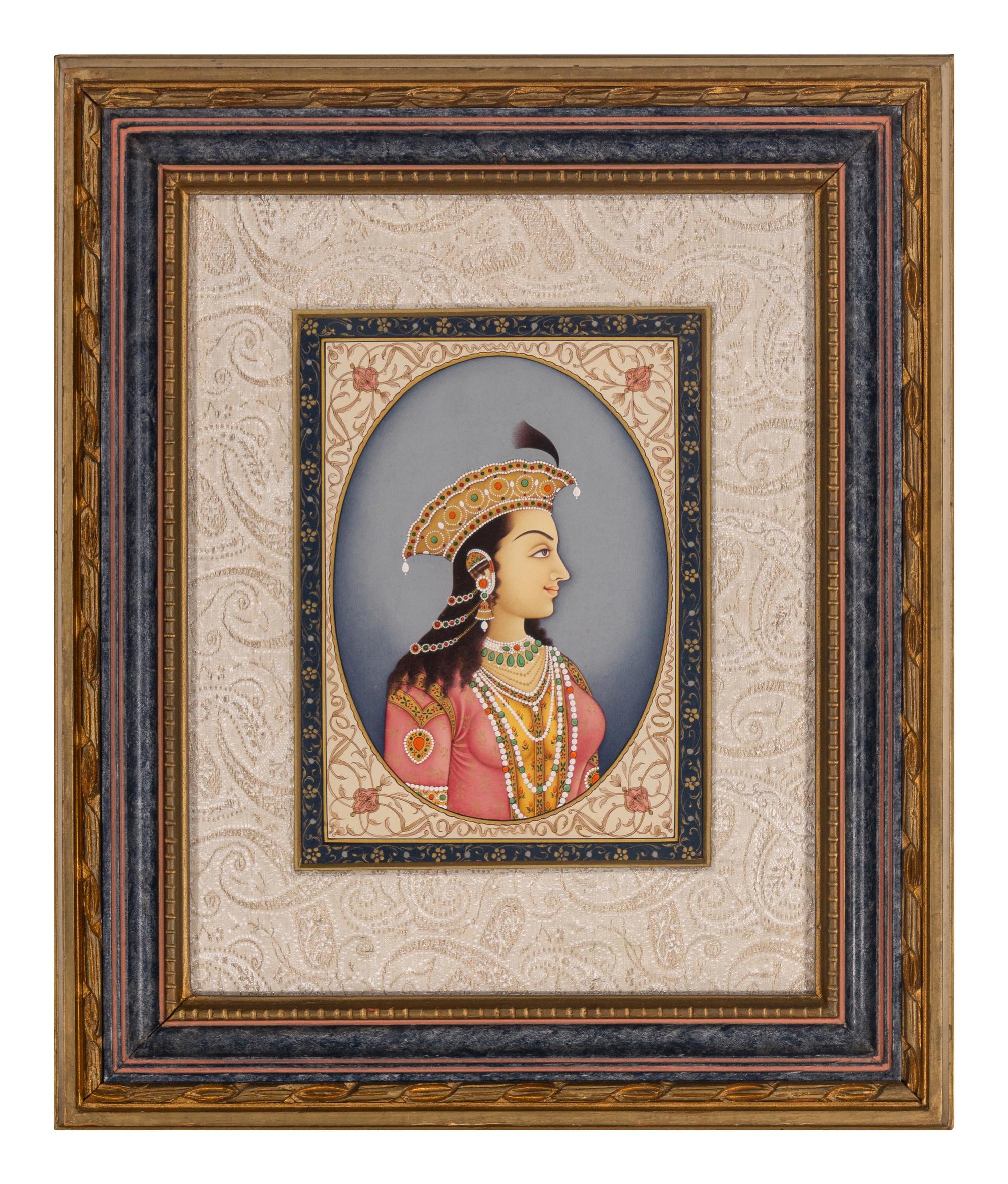 A Pair of Indian Gouache Portraits of Man and Woman