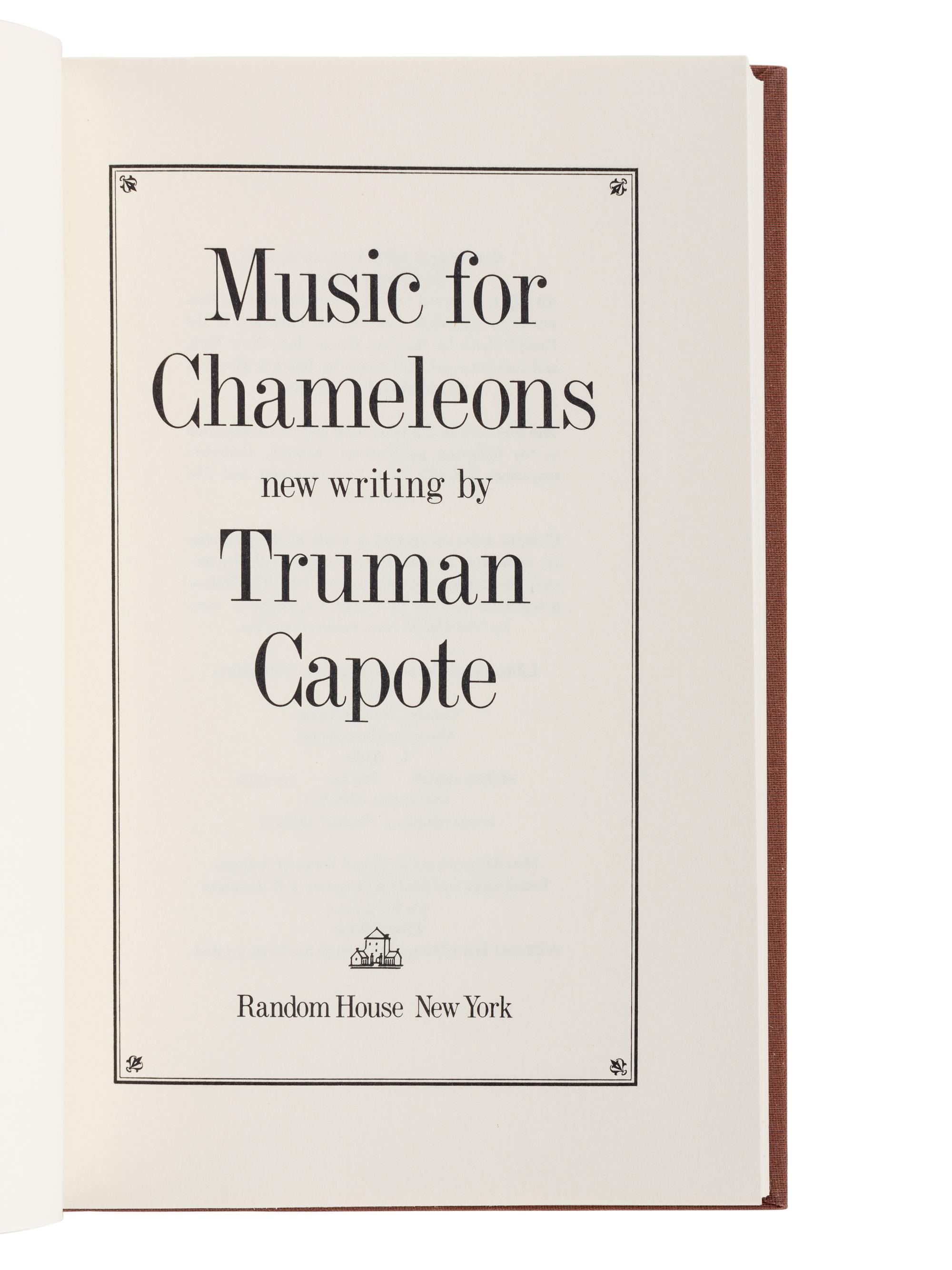 CAPOTE, Truman (1924-1984). In Cold Blood . New York: Random House, 1965.