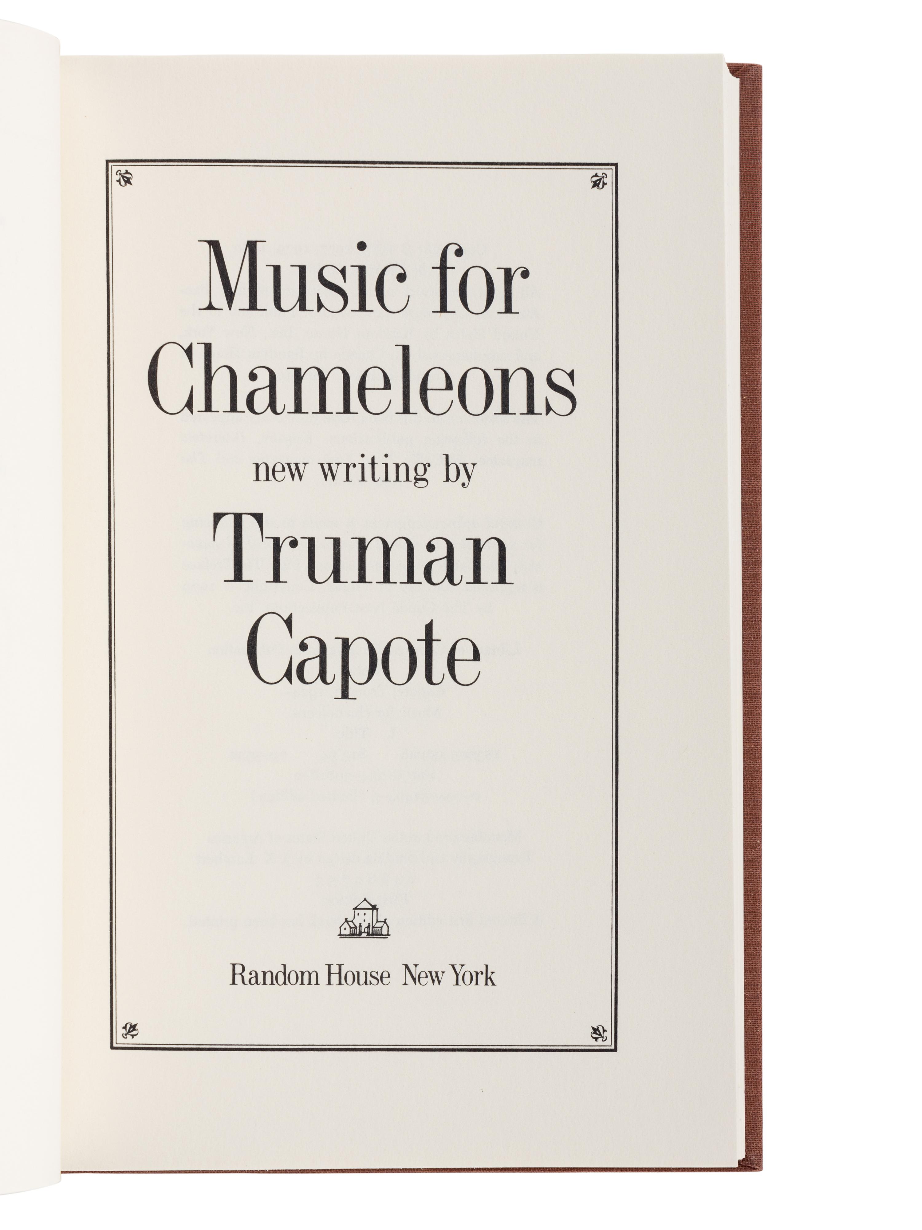 CAPOTE, Truman (1924-1984). In Cold Blood . New York: Random House, 1965.
