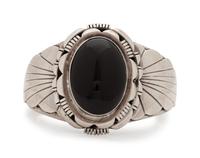 A Silver and Onyx Cuff,