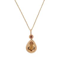 YELLOW GOLD, CITRINE AND GARNET NECKLACE