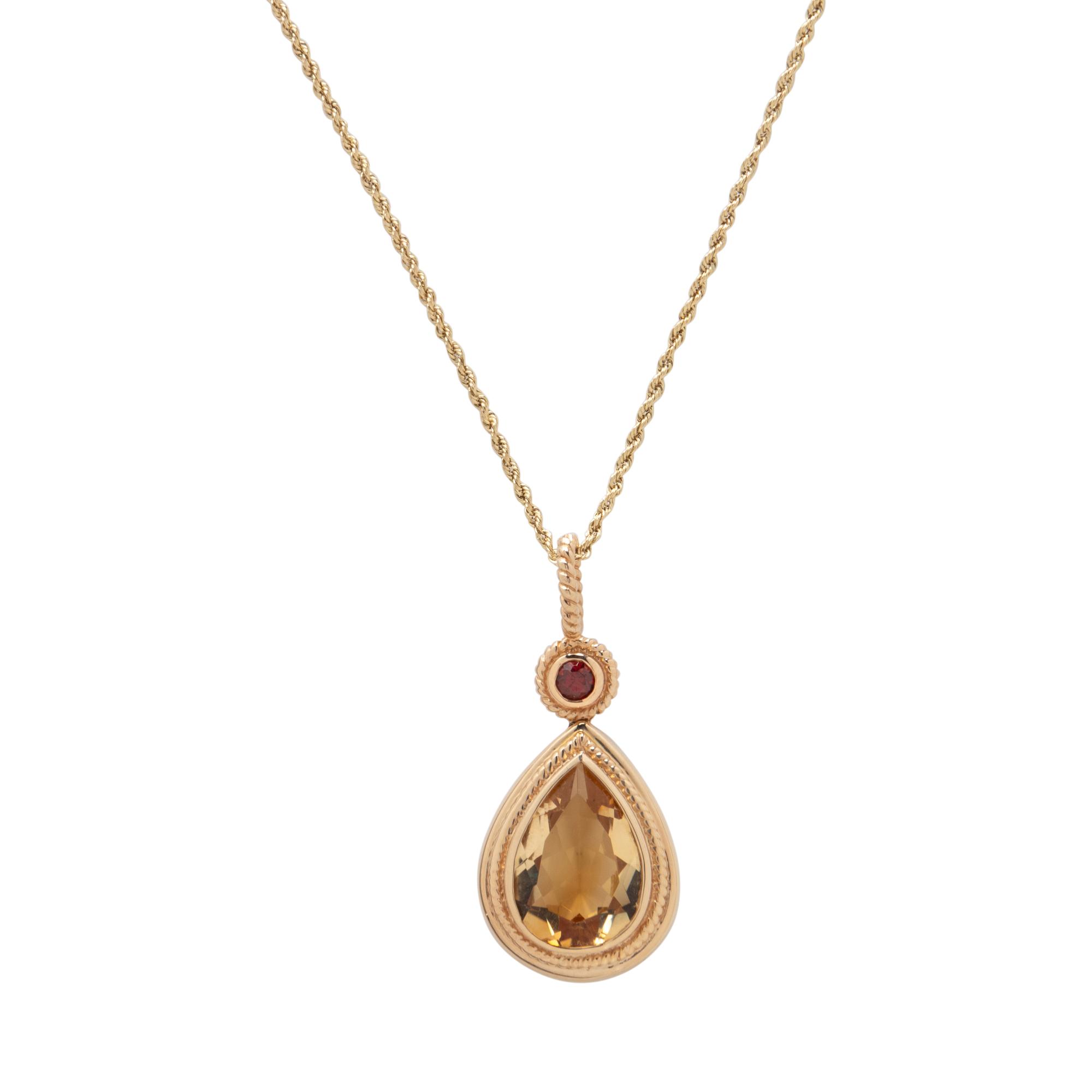 YELLOW GOLD, CITRINE AND GARNET NECKLACE