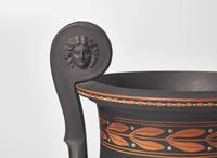 A Wedgwood Black Basalt Encaustic Decorated Handled Vase, UK, circa 1800
