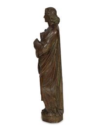 A Continental Carved Oak Figure of a Saint