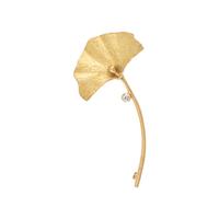 YELLOW GOLD AND DIAMOND GINKO LEAF BROOCH