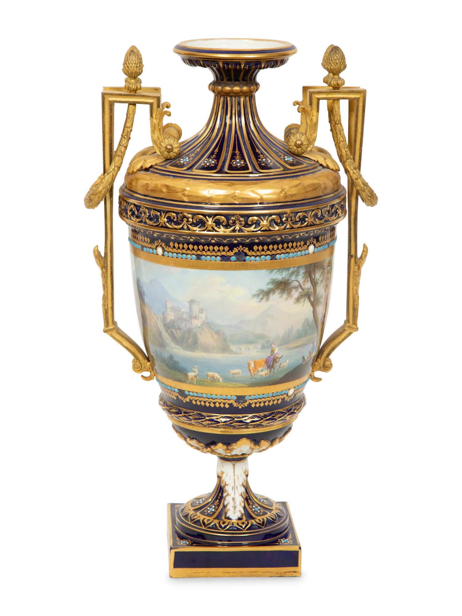 A Sèvres Gilt Bronze Mounted Porcelain Urn