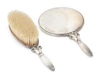A Georg Jensen Acanthus Two-Piece Silver Dresser Set